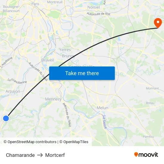 Chamarande to Mortcerf map