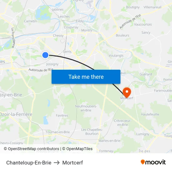 Chanteloup-En-Brie to Mortcerf map