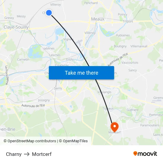 Charny to Mortcerf map