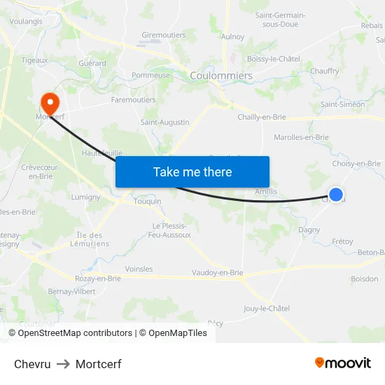 Chevru to Mortcerf map
