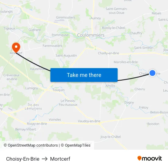 Choisy-En-Brie to Mortcerf map