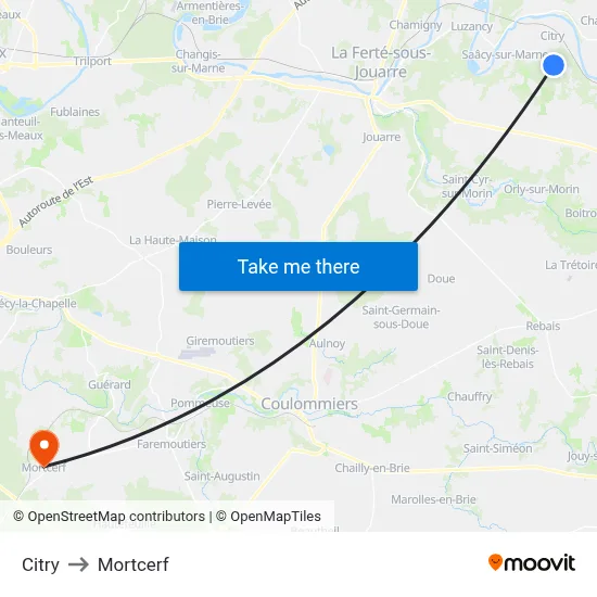 Citry to Mortcerf map