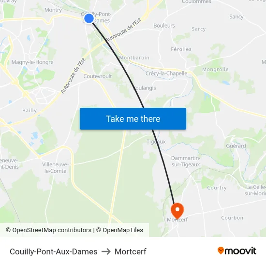 Couilly-Pont-Aux-Dames to Mortcerf map