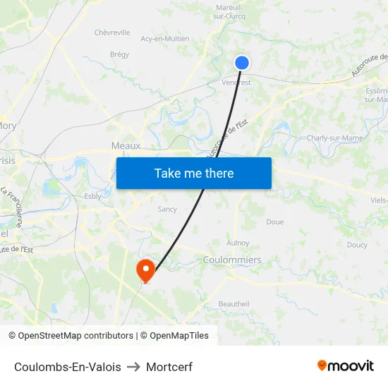 Coulombs-En-Valois to Mortcerf map