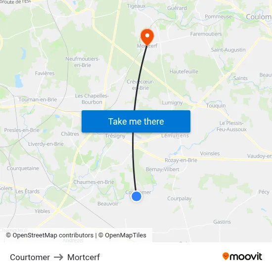 Courtomer to Mortcerf map