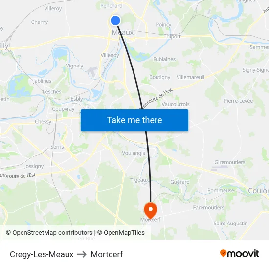 Cregy-Les-Meaux to Mortcerf map