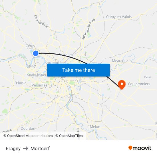 Eragny to Mortcerf map