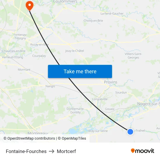 Fontaine-Fourches to Mortcerf map
