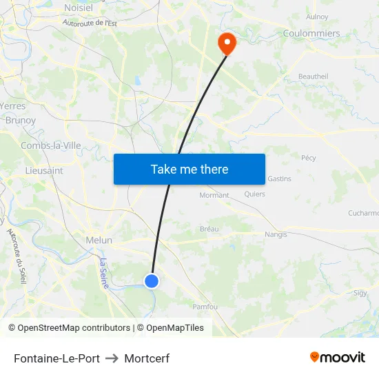 Fontaine-Le-Port to Mortcerf map