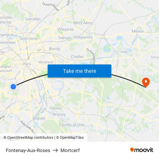 Fontenay-Aux-Roses to Mortcerf map