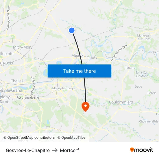 Gesvres-Le-Chapitre to Mortcerf map