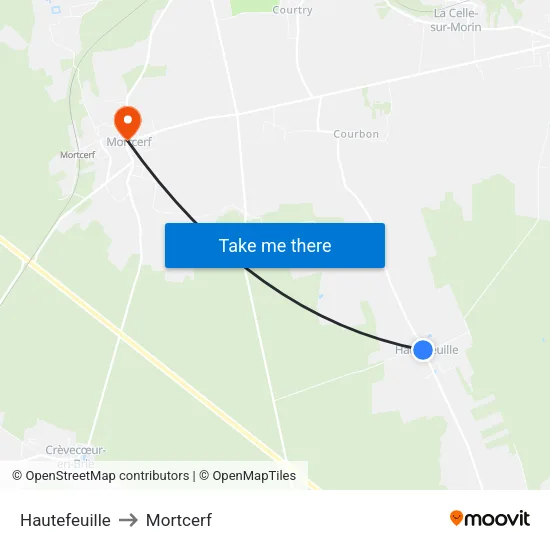 Hautefeuille to Mortcerf map