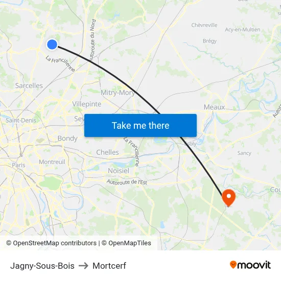 Jagny-Sous-Bois to Mortcerf map