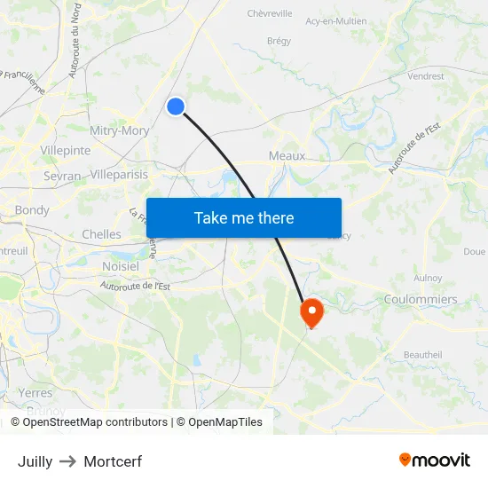 Juilly to Mortcerf map
