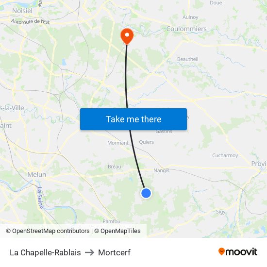 La Chapelle-Rablais to Mortcerf map
