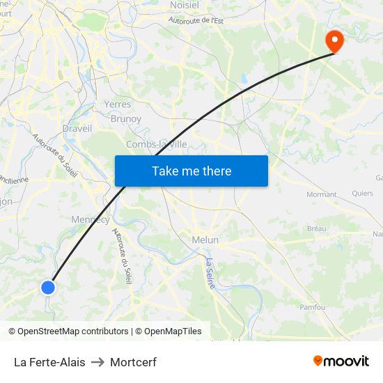 La Ferte-Alais to Mortcerf map
