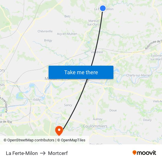 La Ferte-Milon to Mortcerf map