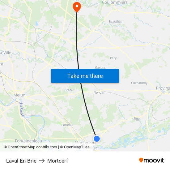 Laval-En-Brie to Mortcerf map