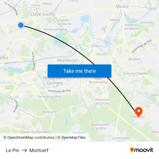 Le Pin to Mortcerf map