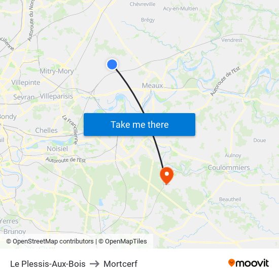 Le Plessis-Aux-Bois to Mortcerf map