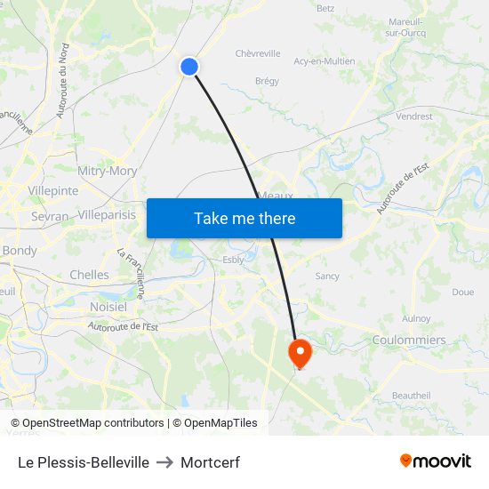 Le Plessis-Belleville to Mortcerf map
