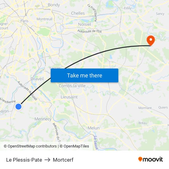 Le Plessis-Pate to Mortcerf map