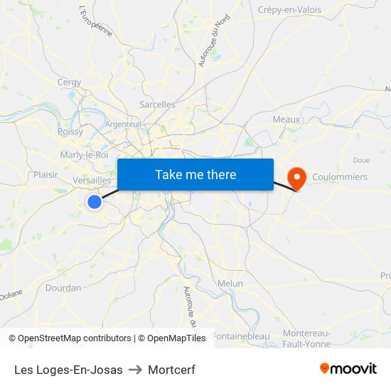 Les Loges-En-Josas to Mortcerf map