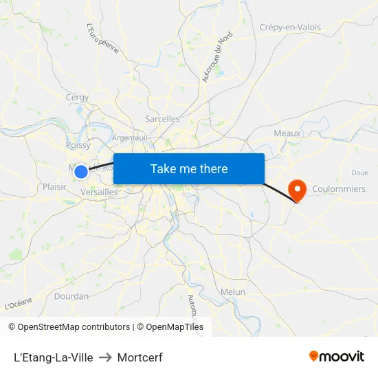 L'Etang-La-Ville to Mortcerf map