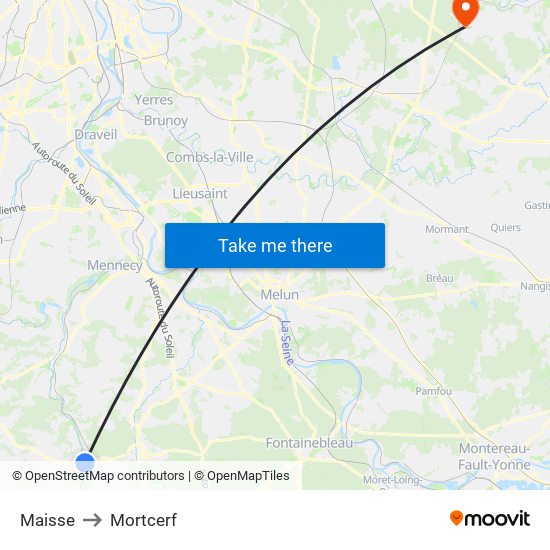 Maisse to Mortcerf map