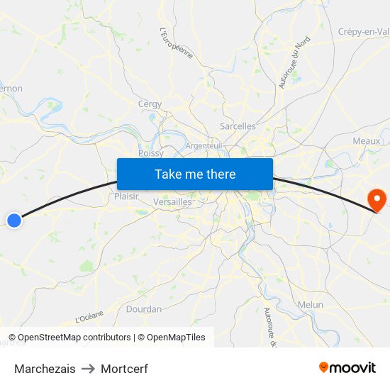 Marchezais to Mortcerf map