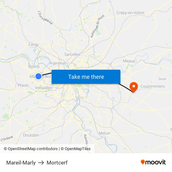 Mareil-Marly to Mortcerf map
