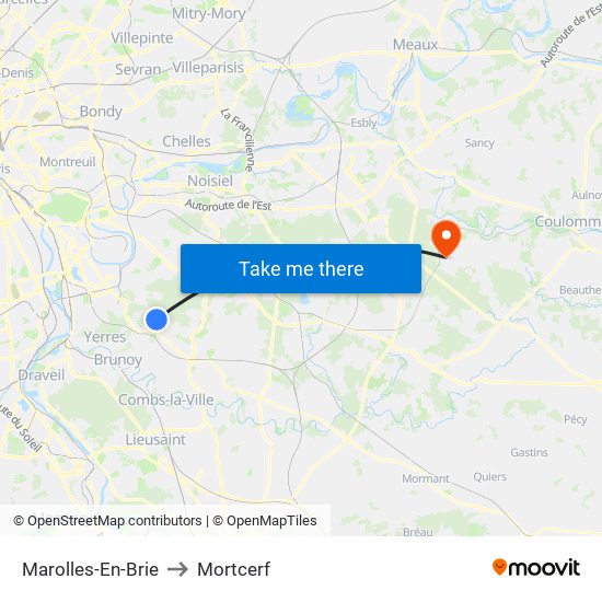 Marolles-En-Brie to Mortcerf map