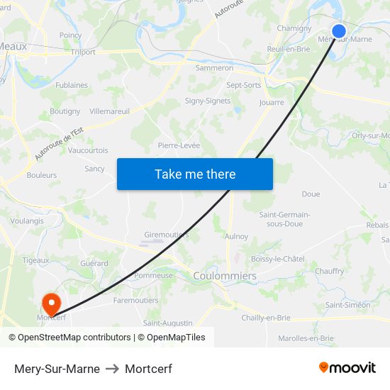 Mery-Sur-Marne to Mortcerf map