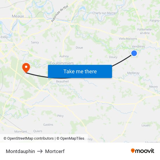 Montdauphin to Mortcerf map
