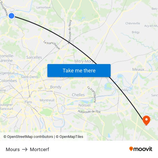 Mours to Mortcerf map
