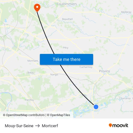 Mouy-Sur-Seine to Mortcerf map