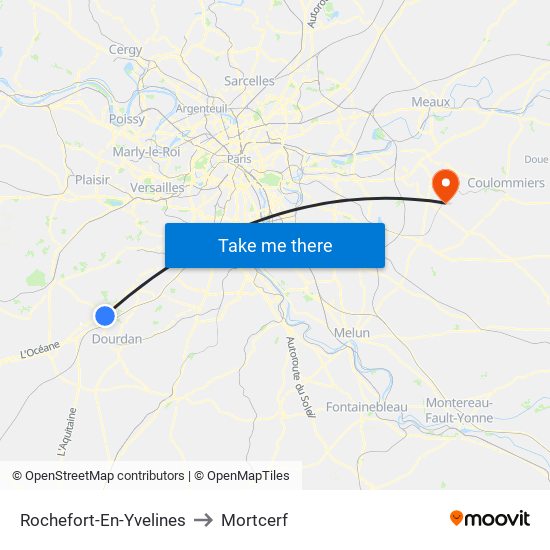 Rochefort-En-Yvelines to Mortcerf map