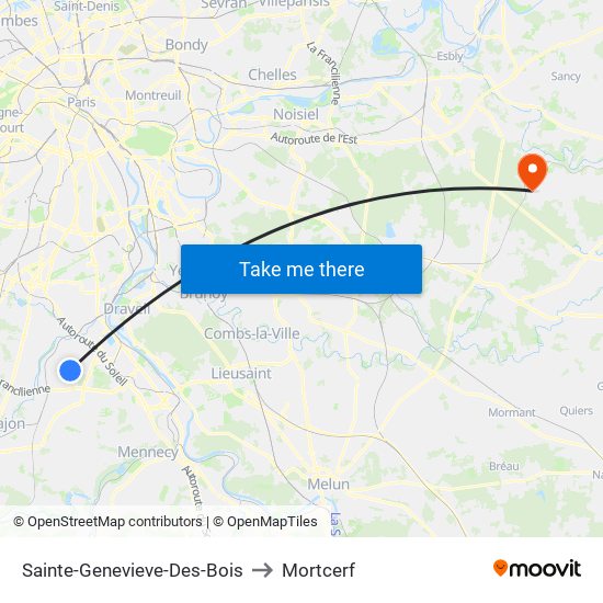 Sainte-Genevieve-Des-Bois to Mortcerf map