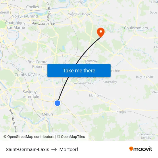 Saint-Germain-Laxis to Mortcerf map
