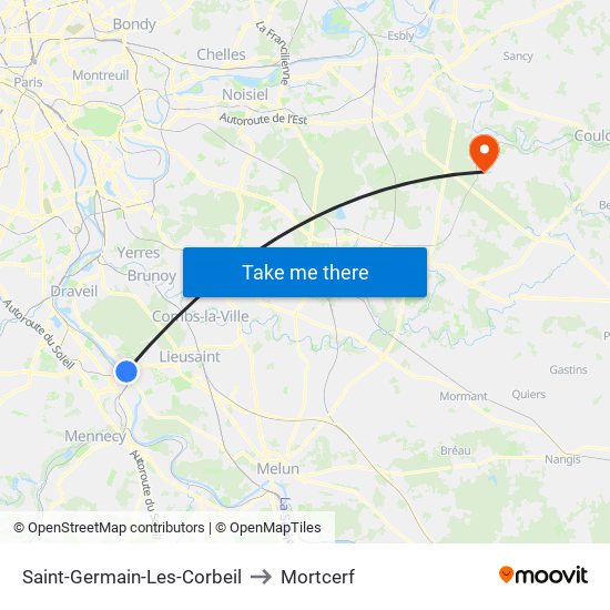 Saint-Germain-Les-Corbeil to Mortcerf map