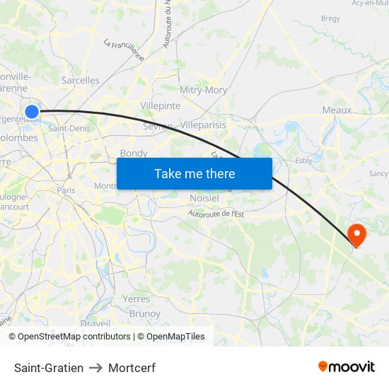 Saint-Gratien to Mortcerf map
