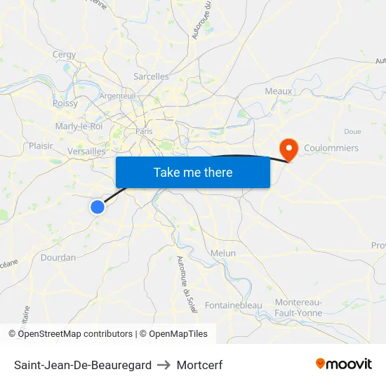 Saint-Jean-De-Beauregard to Mortcerf map