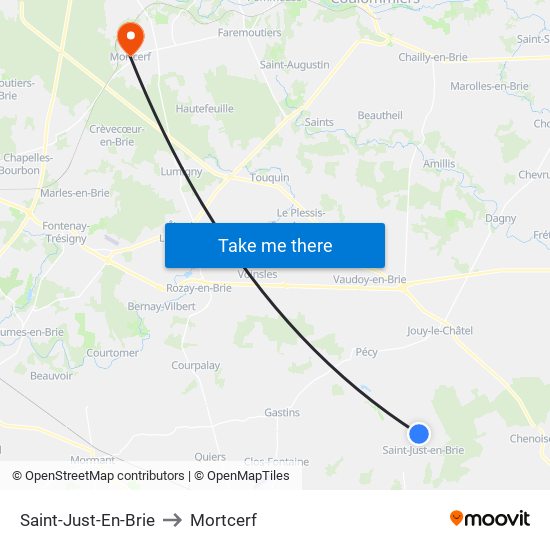 Saint-Just-En-Brie to Mortcerf map