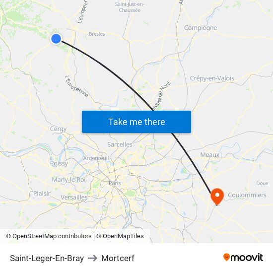 Saint-Leger-En-Bray to Mortcerf map