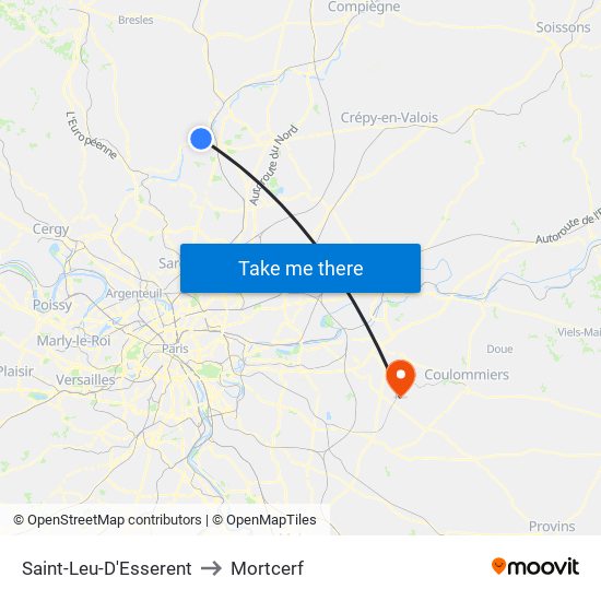 Saint-Leu-D'Esserent to Mortcerf map