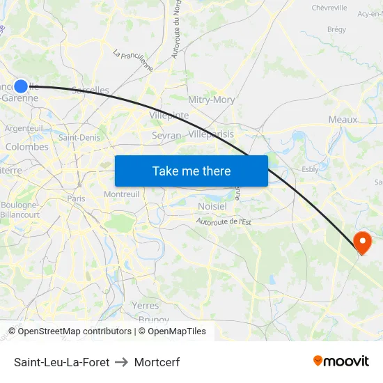 Saint-Leu-La-Foret to Mortcerf map