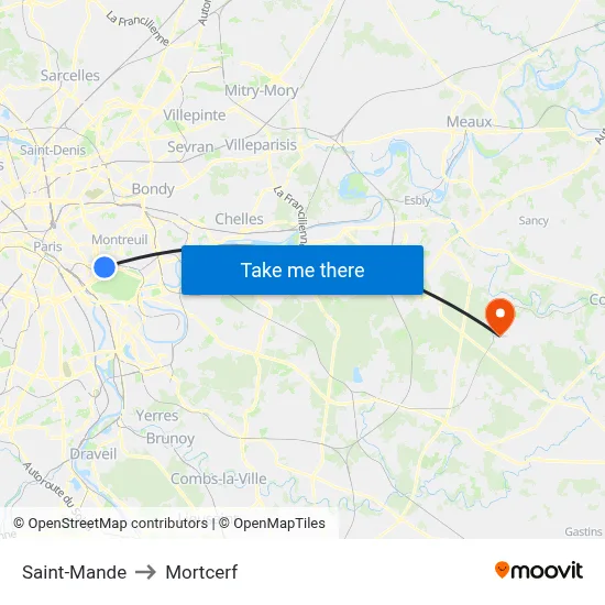 Saint-Mande to Mortcerf map