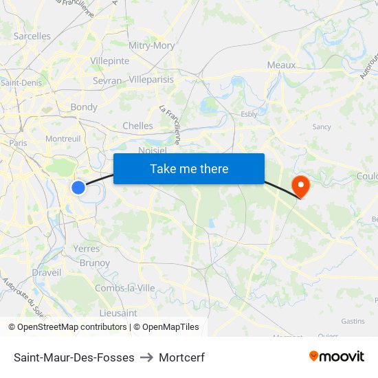 Saint-Maur-Des-Fosses to Mortcerf map