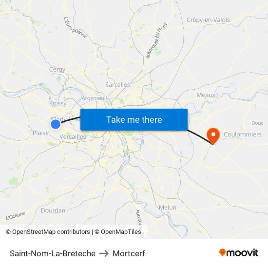 Saint-Nom-La-Breteche to Mortcerf map