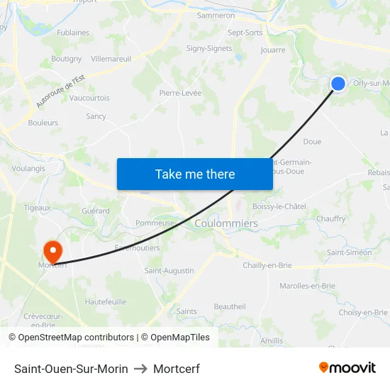 Saint-Ouen-Sur-Morin to Mortcerf map